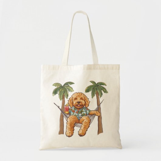 Goldendoodle Dog In Hawaiian Top トートバッグ (正面)