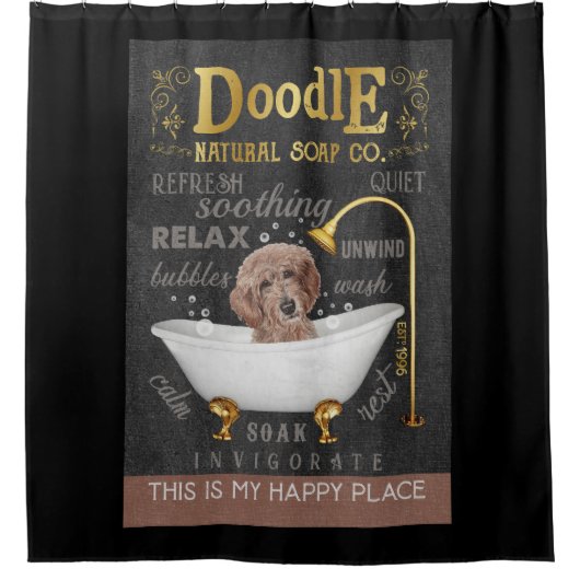 Goldendoodle Dog Natural Bath Soap Company Canvas シャワーカーテン (正面)