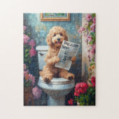 Goldendoodle Dog on Toilet Funny ジグソーパズル (縦)
