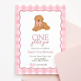 Goldendoodle Dog One Golden Year Girls Birthday 招待状