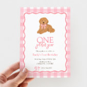 Goldendoodle Dog One Golden Year Girls Birthday 招待状