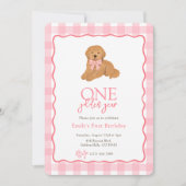 Goldendoodle Dog One Golden Year Girls Birthday 招待状 (正面)