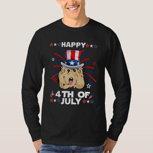 Goldendoodle Dog Patriotic American 4th Of July Do Tシャツ (正面)