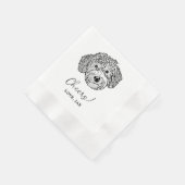 Goldendoodle Dog Personalized Drinks on Me Napkins 縁ありカクテルナプキン (角)