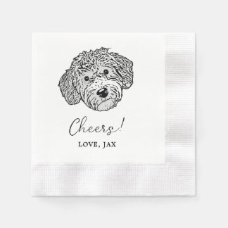Goldendoodle Dog Personalized Drinks on Me Napkins 縁ありカクテルナプキン
