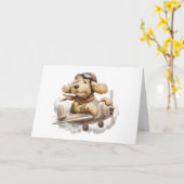 Goldendoodle Dog Pilot Airplane カード (黄色い花)