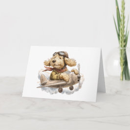 Goldendoodle Dog Pilot Airplane カード