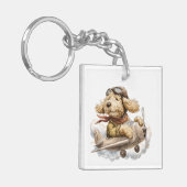 Goldendoodle Dog Pilot Airplane キーホルダー (正面左)