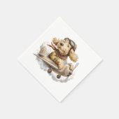 Goldendoodle Dog Pilot Airplane スタンダードカクテルナプキン (角)