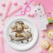 Goldendoodle Dog Pilot Airplane ペーパープレート (パーティー)