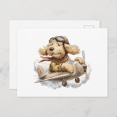 Goldendoodle Dog Pilot Airplane ポストカード (正面/裏面)