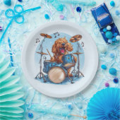 Goldendoodle Dog Playing Drums ペーパープレート (パーティー)