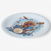 Goldendoodle Dog Playing Drums ペーパープレート (アングル)