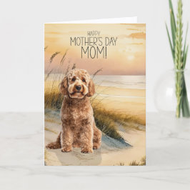 Goldendoodle Dog Sunset Beach Mother's Day シーズンカード