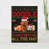 Goldendoodle Dog Ugly Christmas Sweaters Pet Dog L カード (正面)