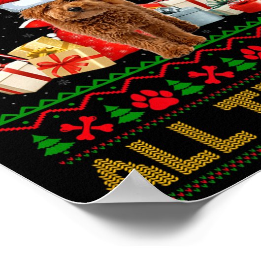 Goldendoodle Dog Ugly Christmas Sweaters Pet Dog L ポスター (角)