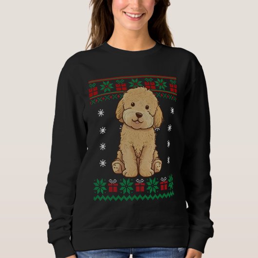 Goldendoodle Dog Ugly Sweater Christmas Puppy Dog  スウェットシャツ (正面)