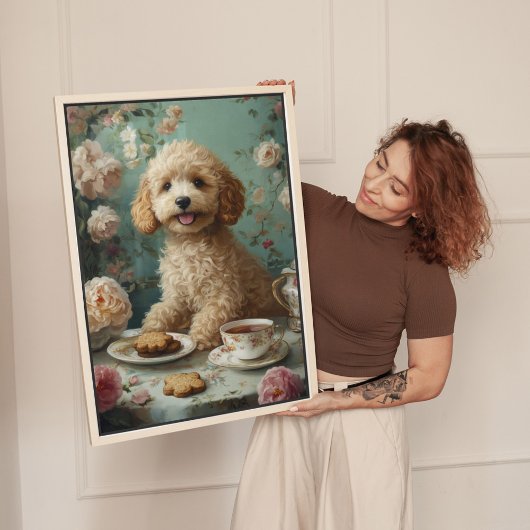 Goldendoodle Dog Vintage Tea キャンバスプリント