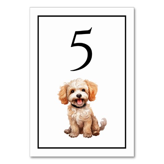 Goldendoodle Dog Watercolor Table Number テーブルナンバー (正面)