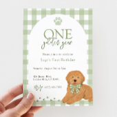 Goldendoodle First Birthday Party Green 招待状
