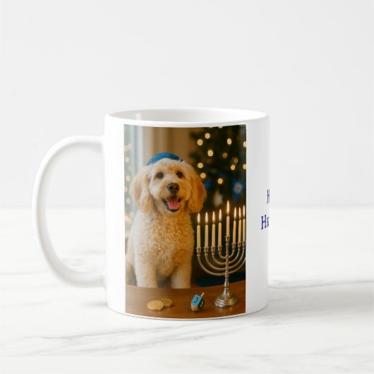 Goldendoodle Hanukkah Christmaskah コーヒーマグカップ (左)