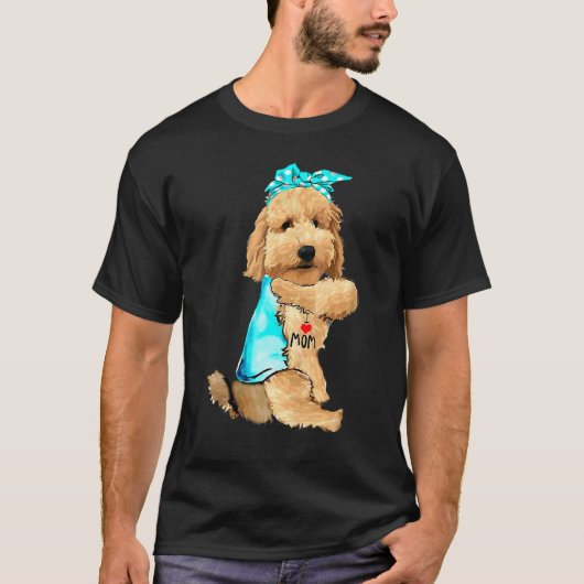 Goldendoodle I Love Mom Tattoo Dog Mother's Day Tシャツ (正面)