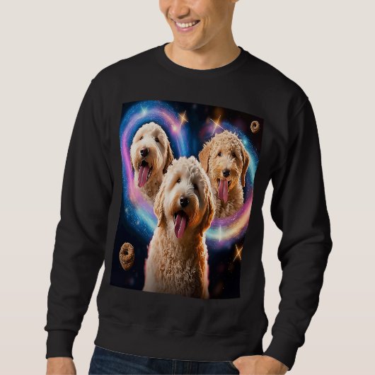 Goldendoodle In Space With Donuts Cute Doodle Boys スウェットシャツ (正面)