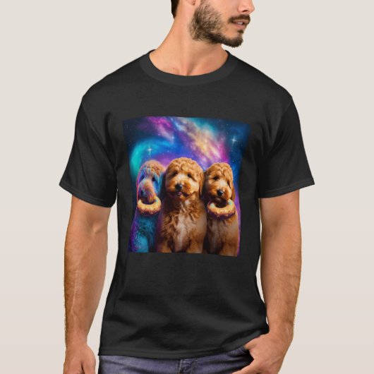 Goldendoodle In Space With Donuts Cute Doodle Boys Tシャツ (正面)
