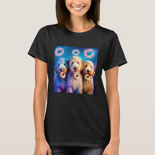 Goldendoodle In Space With Donuts Cute Doodle Boys Tシャツ (正面)