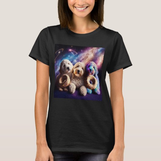 Goldendoodle In Space With Donuts Cute Doodle Boys Tシャツ (正面)
