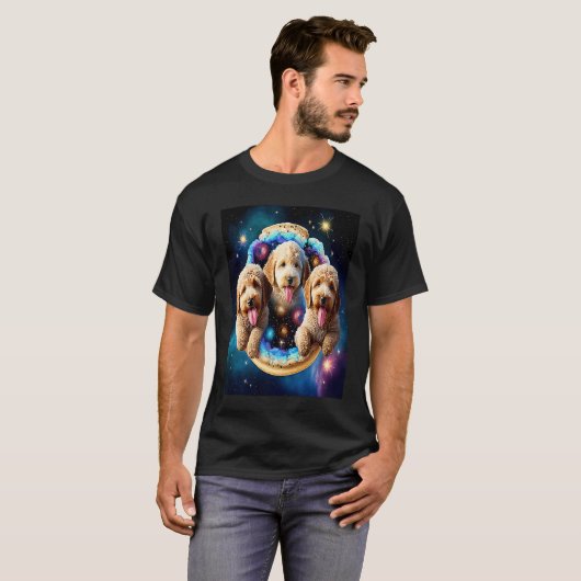 Goldendoodle In Space With Donuts Cute Doodle Boys Tシャツ (正面フル)