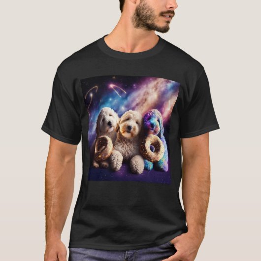 Goldendoodle In Space With Donuts Cute Doodle Boys Tシャツ (正面)