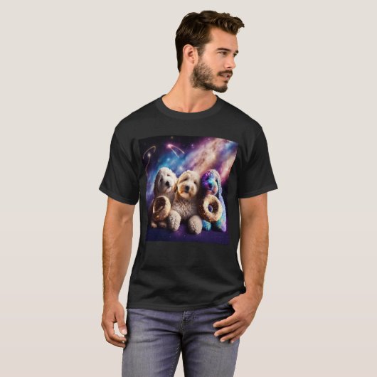Goldendoodle In Space With Donuts Cute Doodle Boys Tシャツ (正面フル)