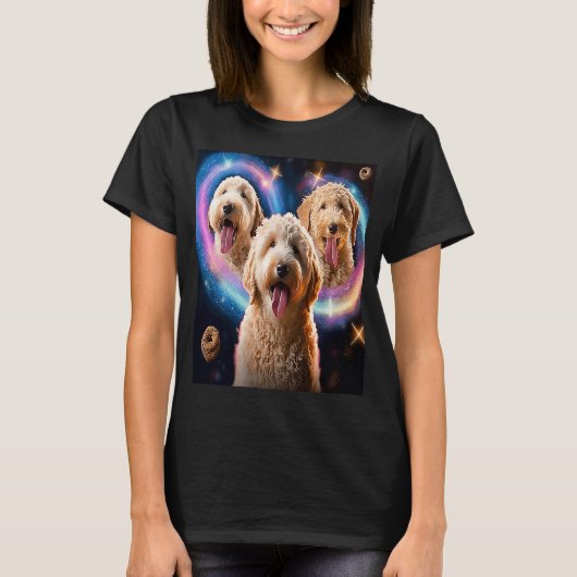 Goldendoodle In Space With Donuts Cute Doodle Boys Tシャツ (正面)