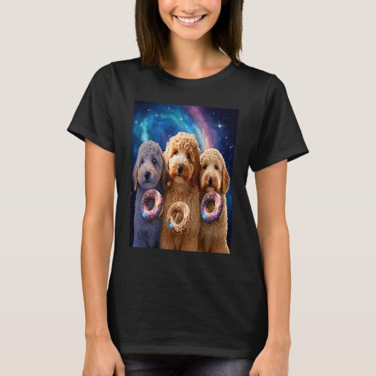 Goldendoodle In Space With Donuts Cute Doodle Boys Tシャツ (正面)