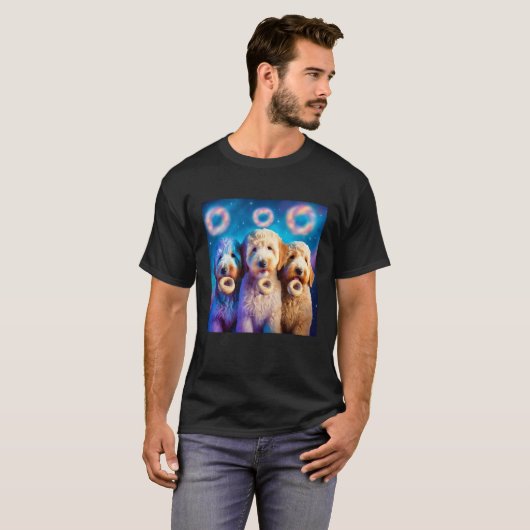 Goldendoodle In Space With Donuts Cute Doodle Boys Tシャツ (正面フル)