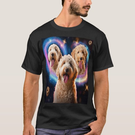 Goldendoodle In Space With Donuts Cute Doodle Boys Tシャツ (正面)