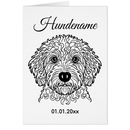 Goldendoodle Minimalist Line Art Personalized card (正面)