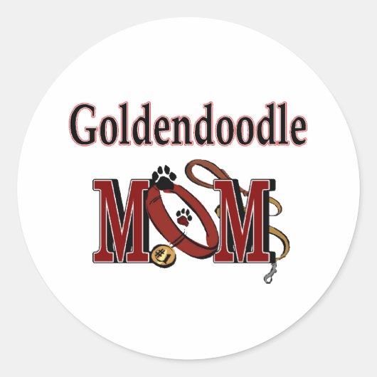 Goldendoodle Momステッカー ラウンドシール (正面)