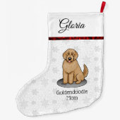 Goldendoodle Mom Doodle Mom (ゴールデンレッド)犬の母親 ラージクリスマスストッキング (裏面)