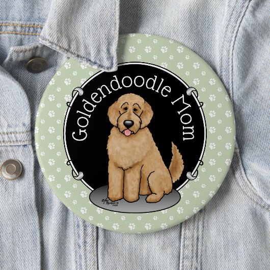 Goldendoodle Mom Doodle Mom (ゴールデンレッド)犬の母親 缶バッジ (インサイチュ)