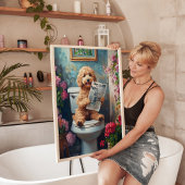 Goldendoodle on Toilet Funny Bathroom Art Print ポスター