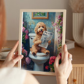 Goldendoodle on Toilet Funny Bathroom Art Print ポスター