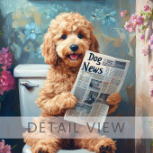 Goldendoodle on Toilet Funny Bathroom Art Print ポスター