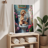 Goldendoodle on Toilet Funny Bathroom Art Print ポスター