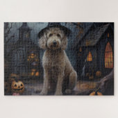 Goldendoodle Pumpkins Halloween Scary ジグソーパズル (横)