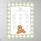 Goldendoodle Puppy Dog 1st Birthday Milestone  ポスター (正面)