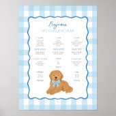Goldendoodle Puppy Dog 1st Birthday Milestone  ポスター (正面)