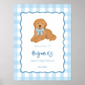 Goldendoodle Puppy Dog Birthday Party Welcome ポスター (正面)
