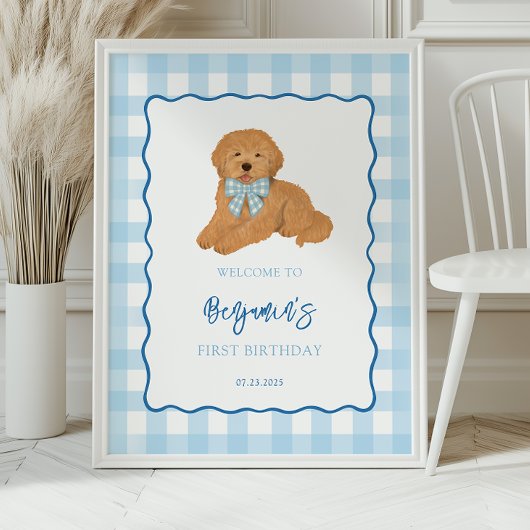 Goldendoodle Puppy Dog Birthday Party Welcome ポスター